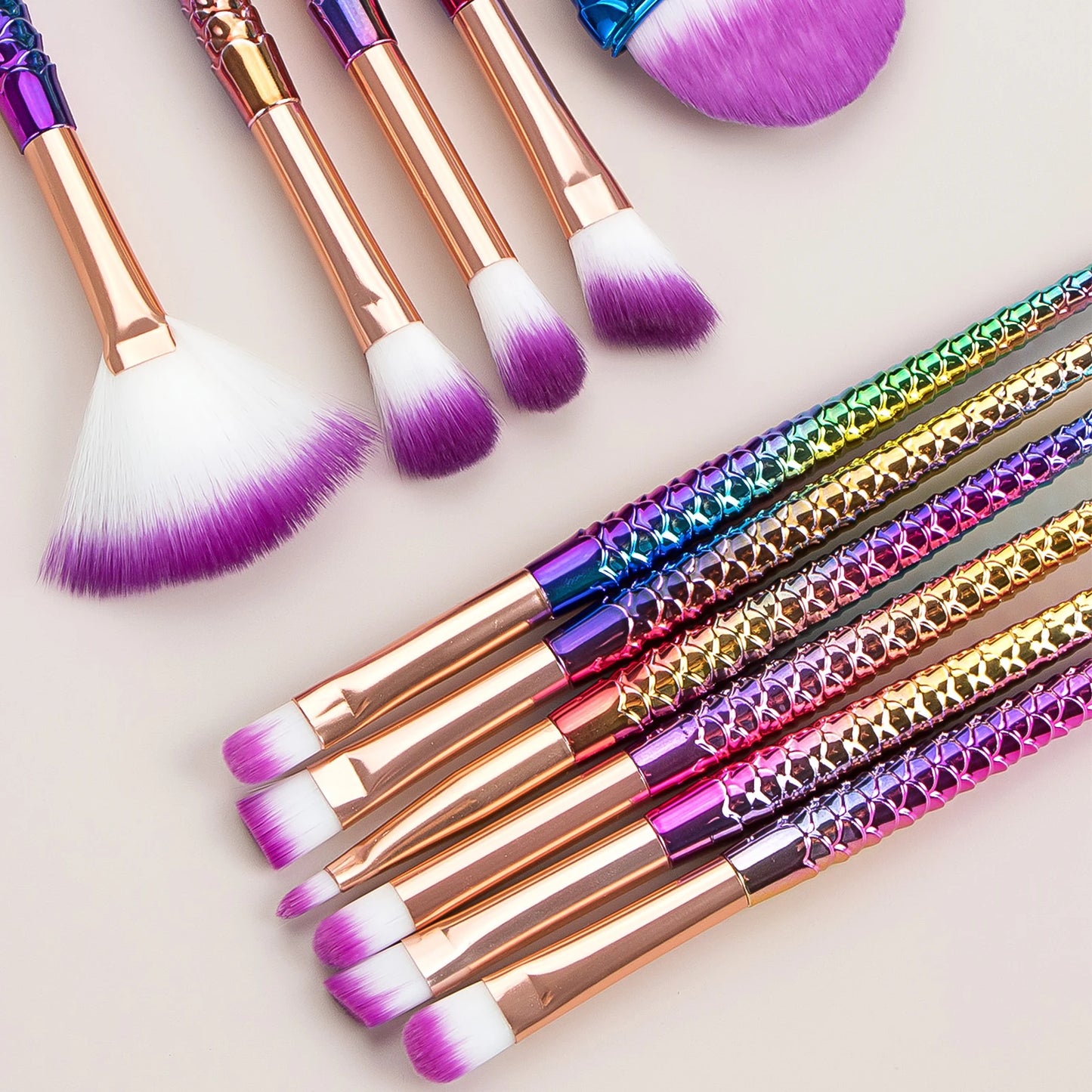 11 pcs mermaid makeup brushes, fish tail makeup brush set, beauty tools