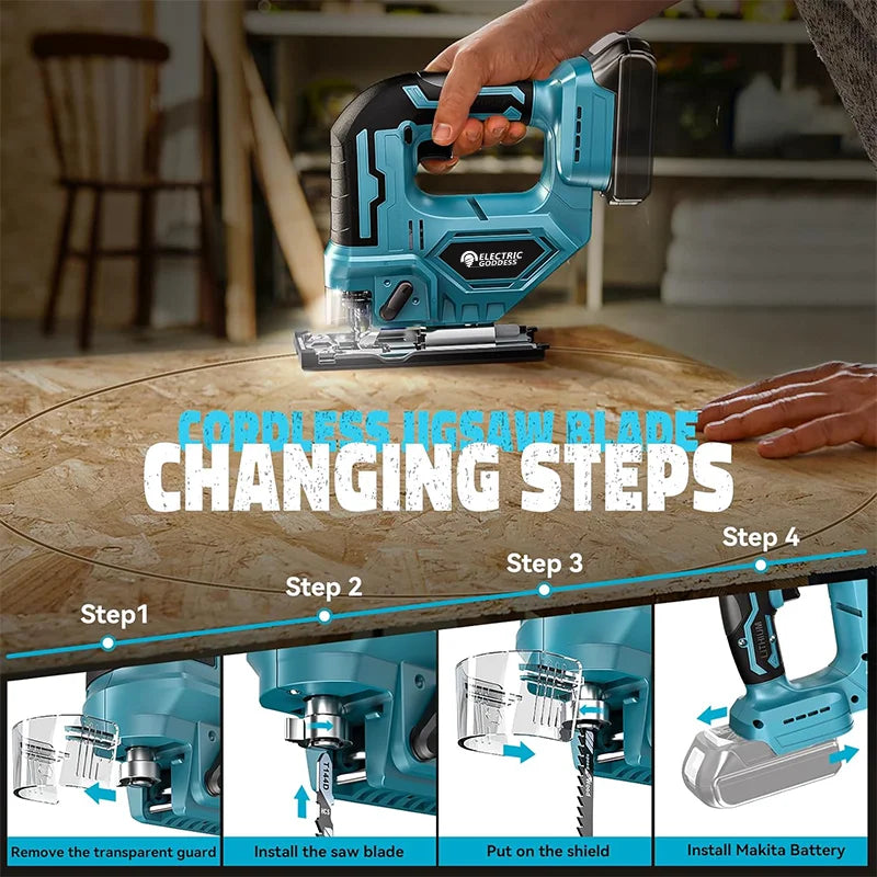 For 18V Makita 3000RPM Electric Curved Saw Cordless Jig Saw Portable Multifunction Carpenter Power Tool No Battery
