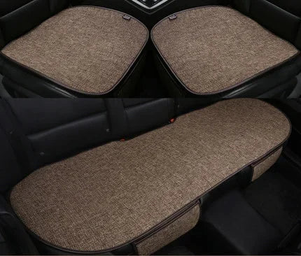 Car seat single-piece four seasons universal three-piece cover without backrest breathable cotton and linen rear cushion