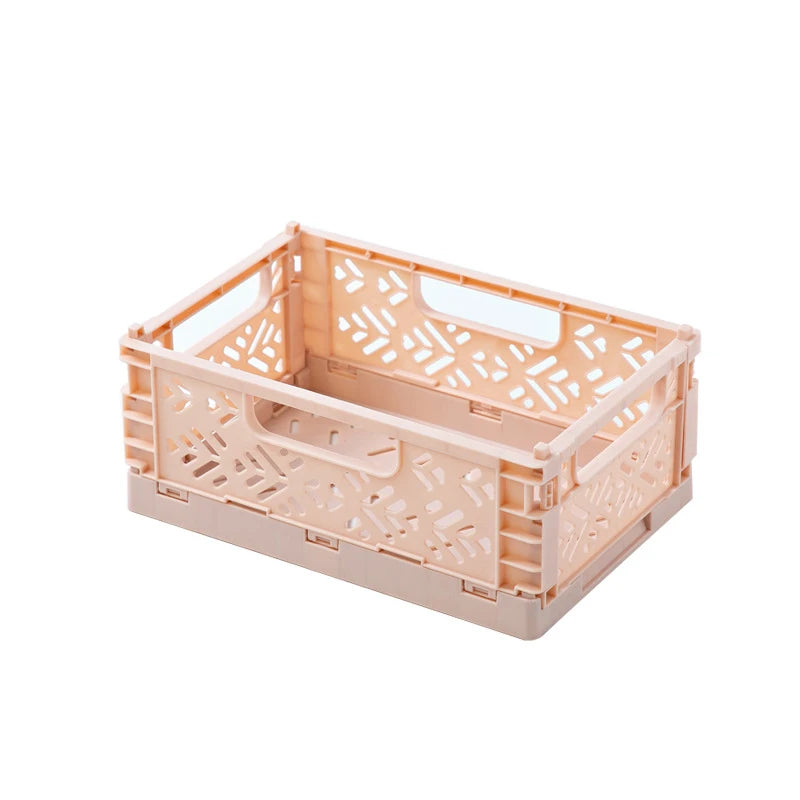 Crate Collapsible Storage Box Plastic Folding Basket Home Office Storage Supplies Cosmetic Container Box Desktop Organizer Boxes