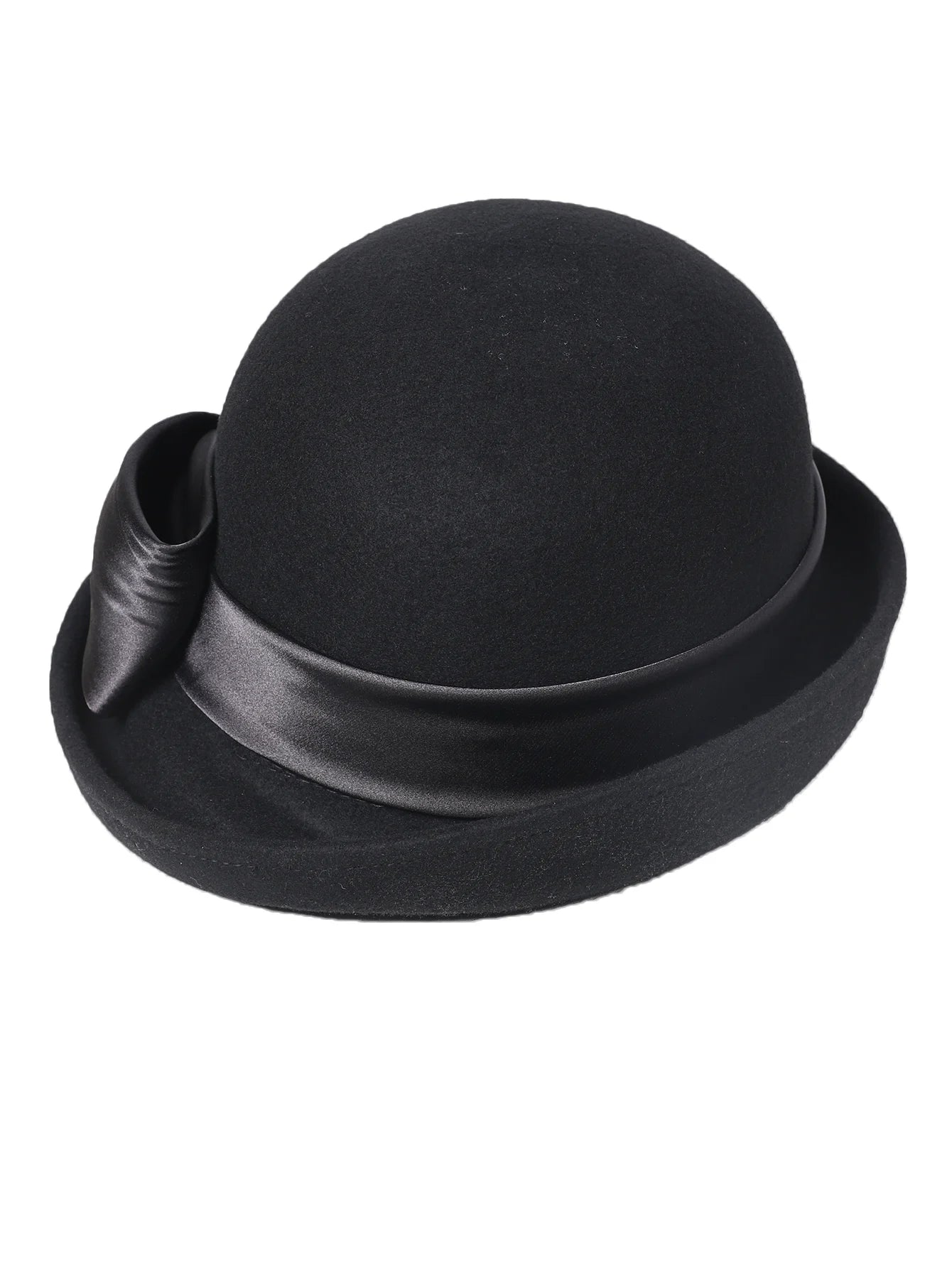Wool Felt Fedoras Hats for Women Ladies White Black Elegant Curl Brim Top Hat for Wedding Bride Formal Church Cocktail Tea Party