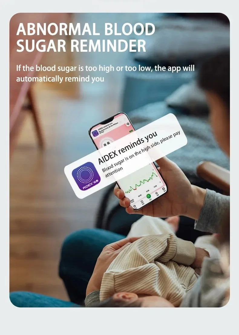 Aidex Dynamic Blood Glucose Monitoring CGMS 24h Realtime Monitor Scan Free Multilingual System Remote Monitoring Freestyle Libre