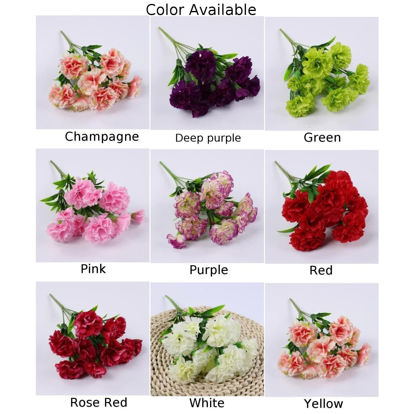 1 Bouquet Carnation,Outdoor UV Resistant No Fade Artificial Flower,Carnation Silk Forever Flowers For Home Party Wedding Decor