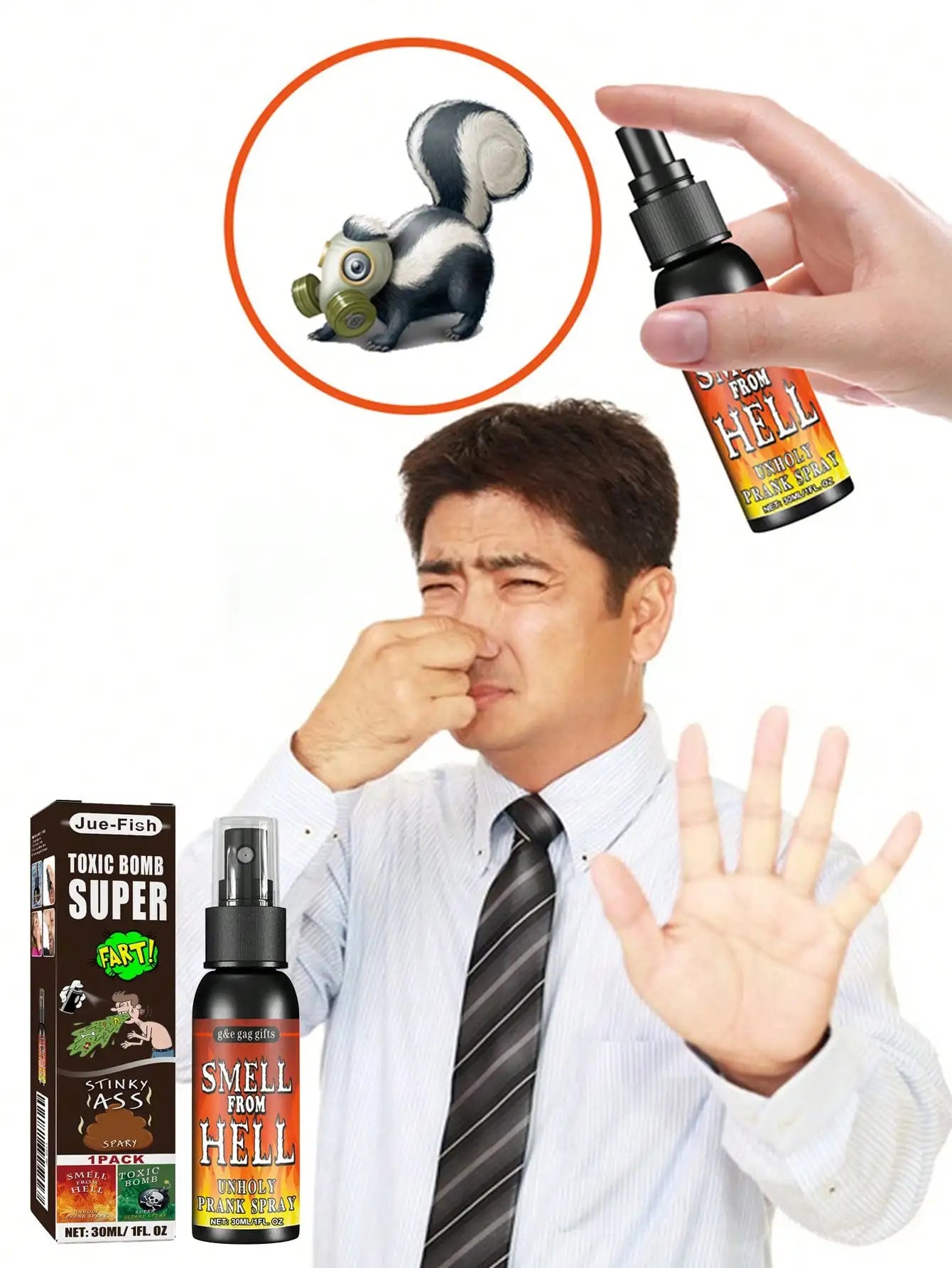 Prank Stink Spray & Fake Poop Bomb, Long Lasting Smell Gag Toy, Funny April Fools' Day Pranks Stress Relief Toy