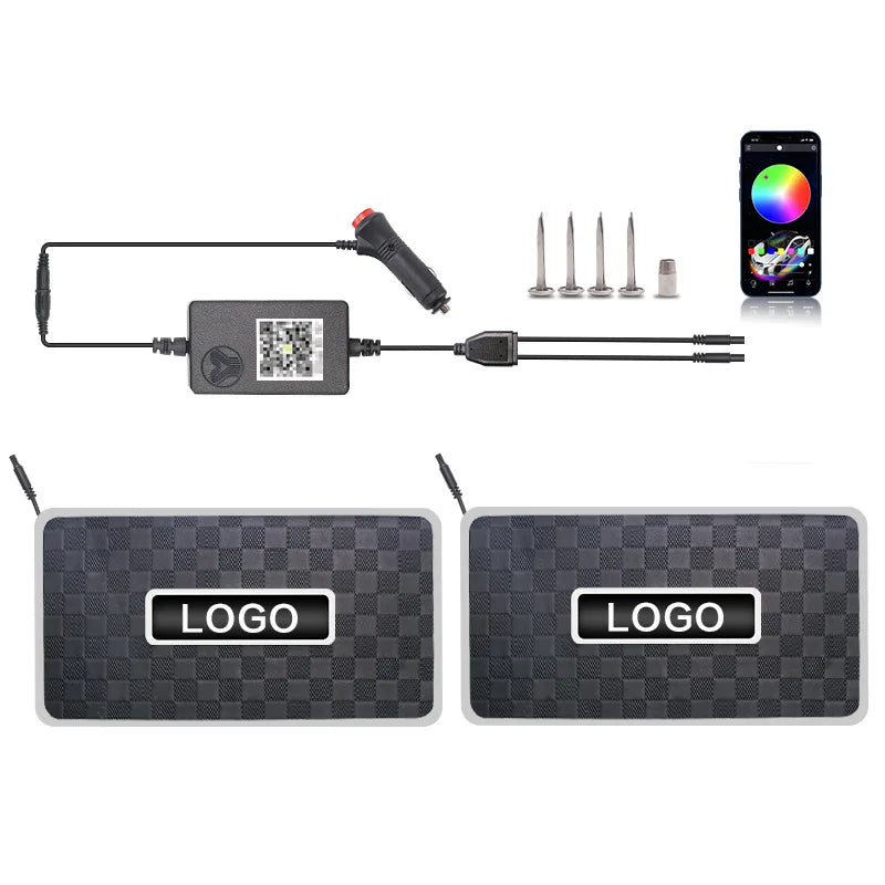 2/4 in 1 Car Floor Mat Ambient Light Customizable Logo RGB Colors App Wireless Control Acrylic Vehicle Supplies Car Accessories