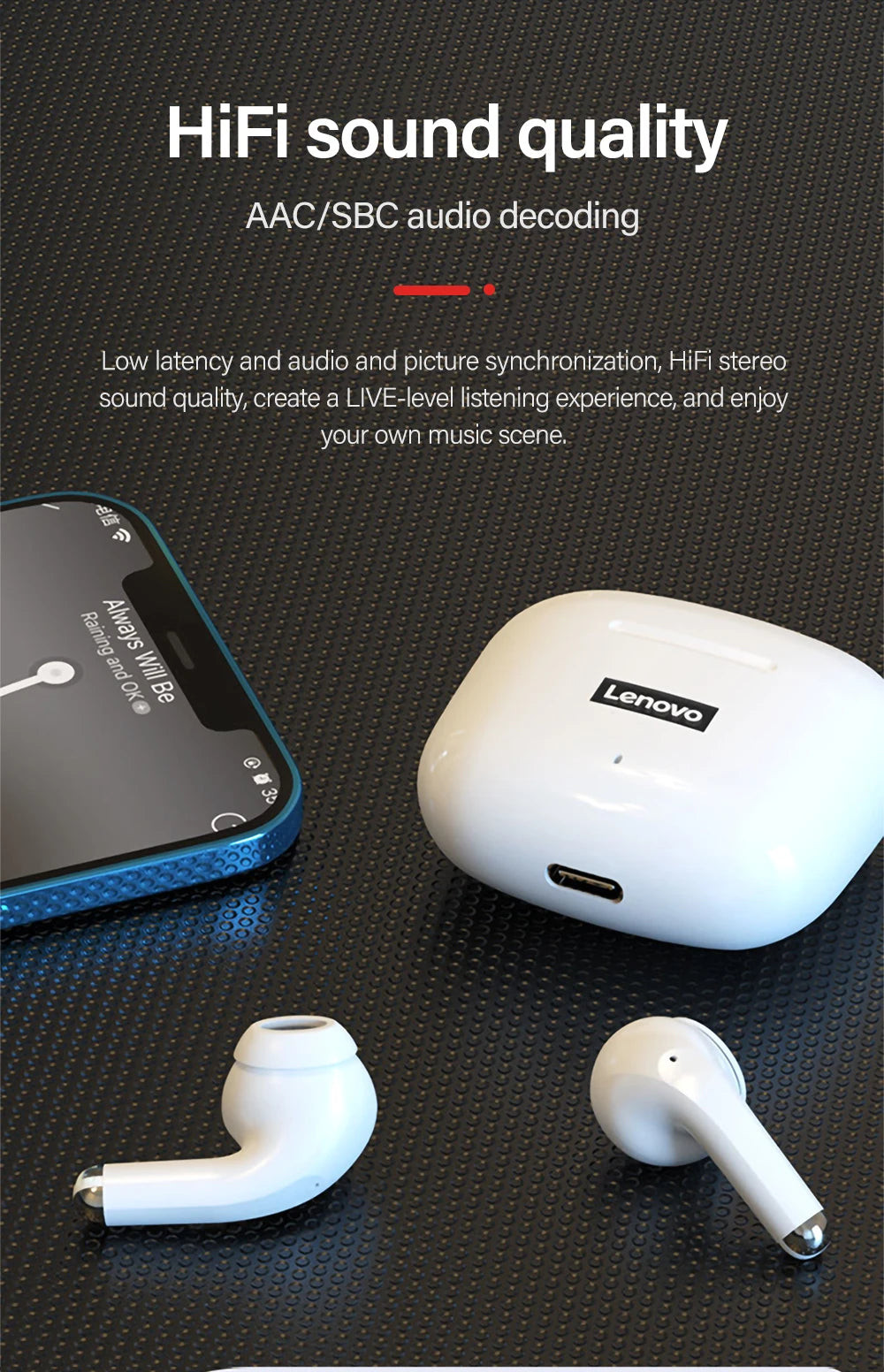 Upgraded Lenovo LP40 Pro TWS Earphones Wireless Bluetooth 5.1 Sports Noise Reduction Earphones Touch 250mAH Headset
