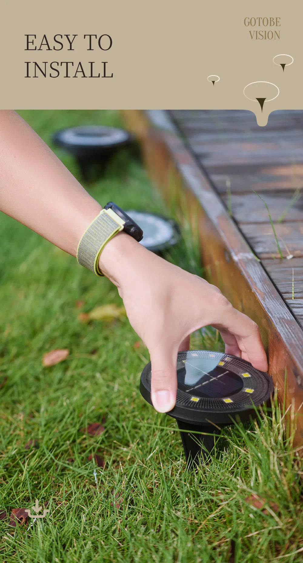 IP68 Waterproof LED Outdoor Solar Power Ground Light Lighting Control Path Deck Lights Yard Driveway Lawn Garden Decoration Lamp