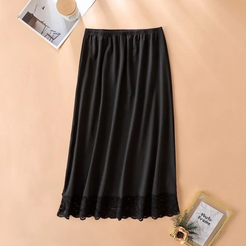 3 Lengths Basic Underskirt Modal Female Half Length Skirt Lace Slip Innerwear Short Skirt Women Half Slip Dress Long Petticoat