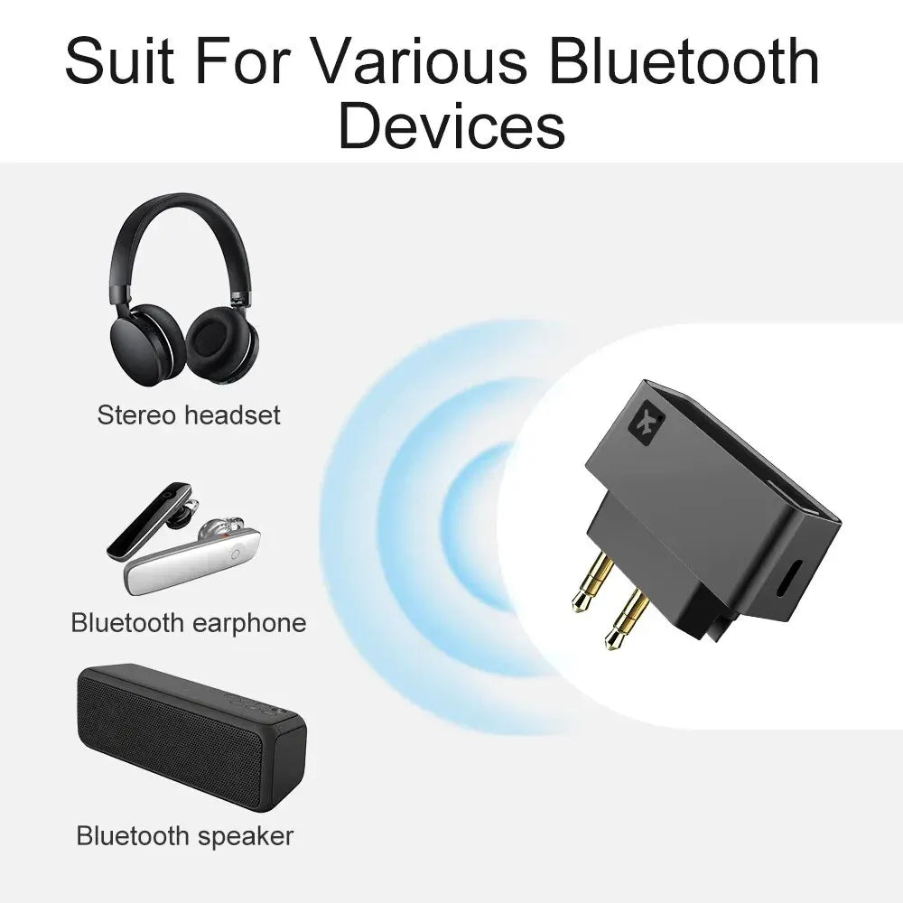 Bluetooth Transmitter BT 5.0 HIFI Stereo Audio Music Wireless Adapter 3.5mm Jack AUX For Airplane Flight TV PC Headphone Speaker