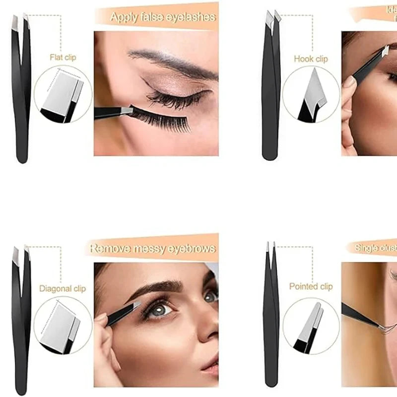 Eyebrow Tweezer Colorful Hair Beauty Fine Hairs Puller Stainless Steel Slanted Eye Brow Clips Removal Makeup Tools