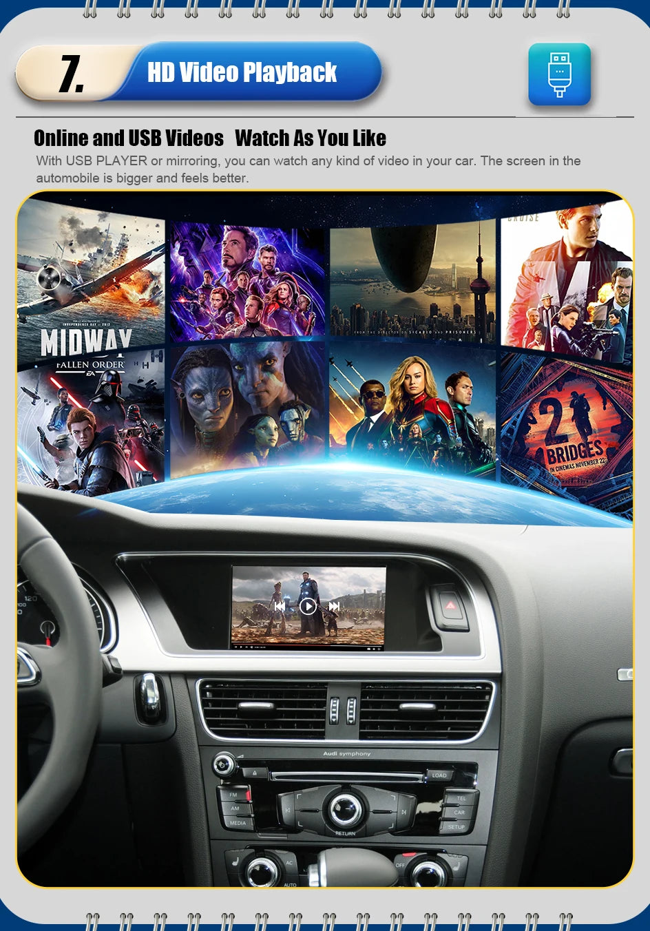 Wireless CarPlay Android Auto MMI Interface for Audi A4 B8 A5 Q5 2008-2016 with AirPlay Mirror Link Functions Reverse Camera