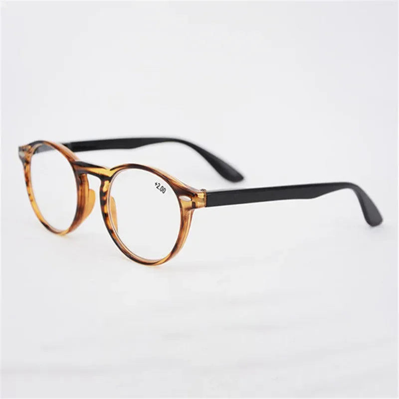 Ultralight Red Leopard Print Reading Glasses Women Men Round Glasses Frames for Read Female Fashion Vintage Clear Eyeglasses