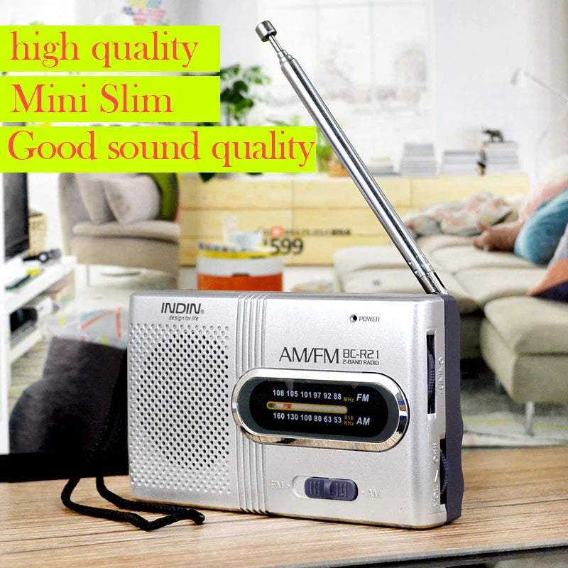 NEW Portable Mini Radio Handheld Dual Band AM FM Music Player Speaker with Telescopic Antenna Outdoor Radio Stereo