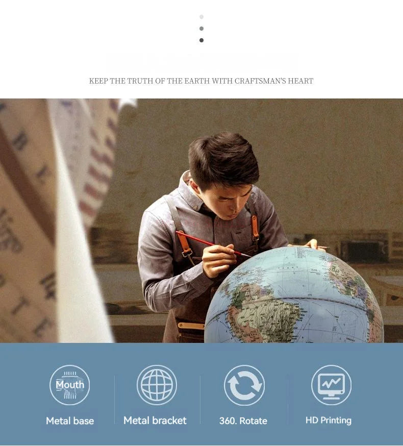 20/25cm World Globe English Version World Map Globe With Led Light Geography Educational Teaching Decorations Supplies