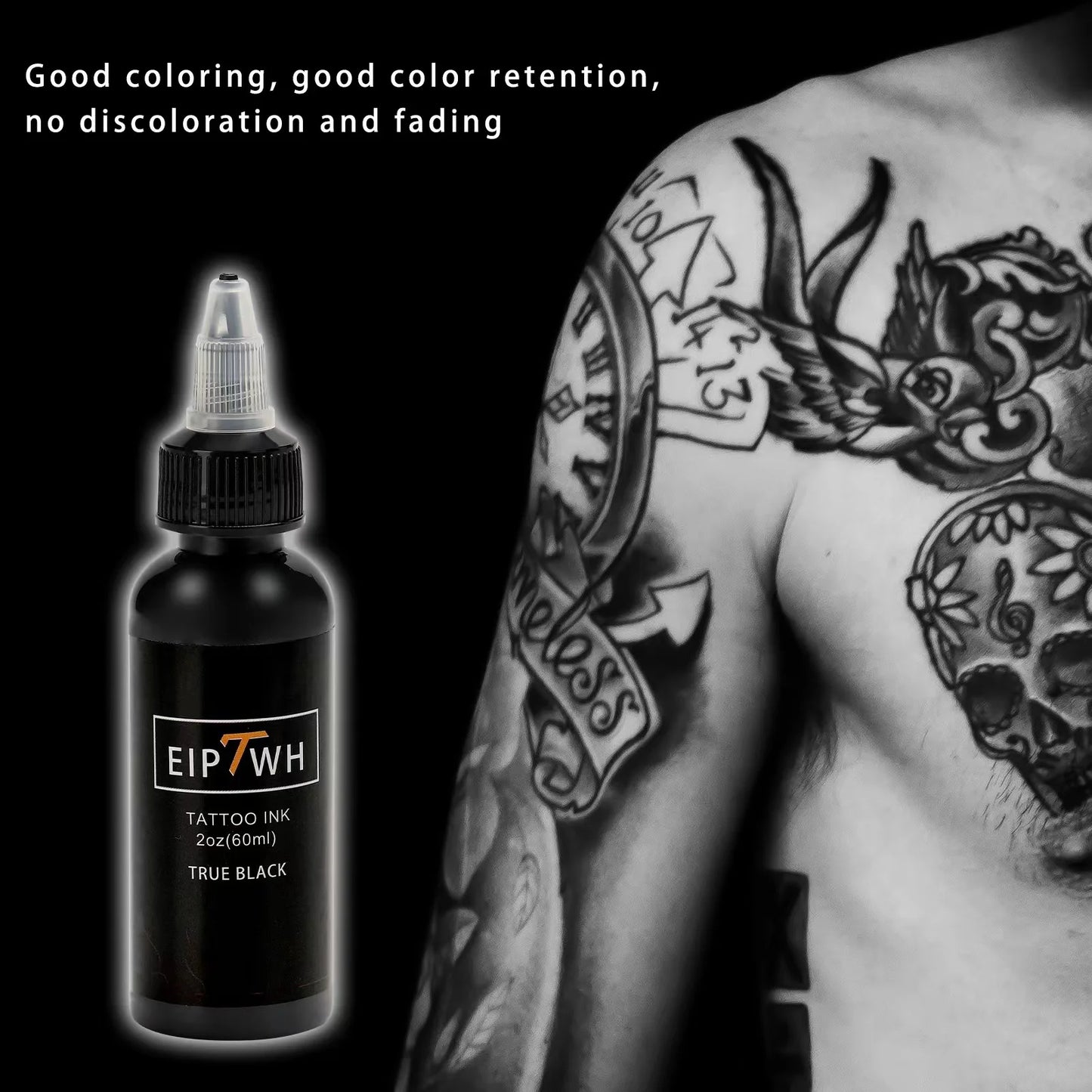 Tattoo ink colorant 2oz (60ml) black and white tattoo colorant, professional tattoo tattoo black&white consumable dye set
