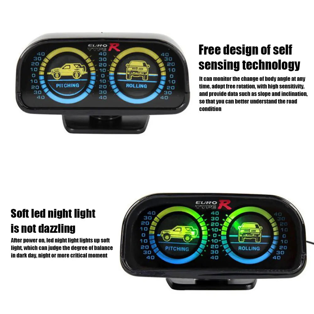 Inclinometer Clinometer Two-Barreled Backlight Car Angle Tilt Inclinometer Car Compass LED Inclinometer Off Road 4x4 Accessories