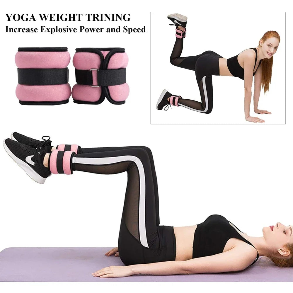 1Pair Adjustable Ankle & Wrist Weights (0.5kg/1kg) - Neoprene Leg Arm Straps for Running, Yoga - Strength Training for Women Men