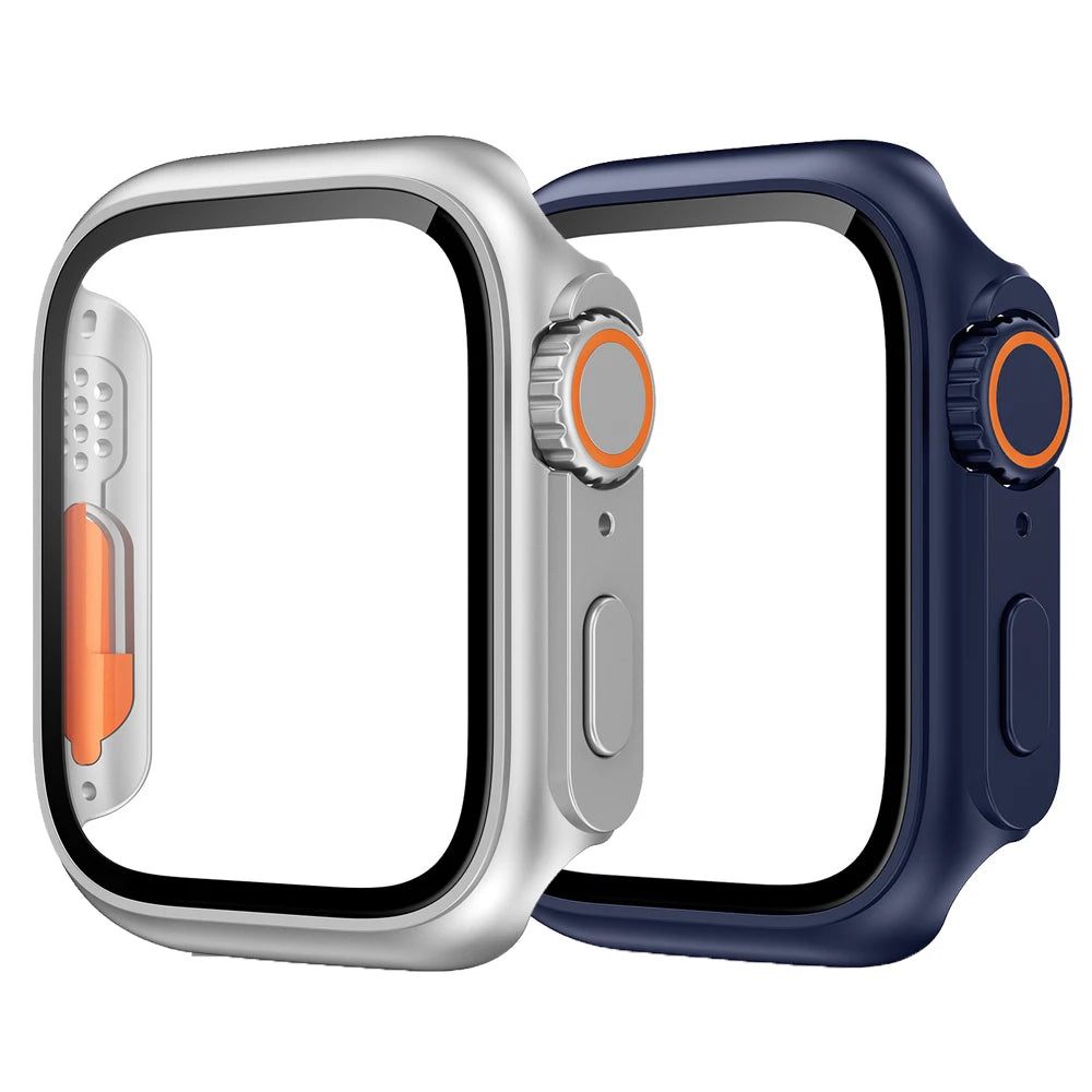 2PCS Case Glass+Case For Apple Watch 42 46 44 45 41 40mm Screen Protector Cover Change Ultra Bumper IWatch Series10 9 8 7 SE 6 5
