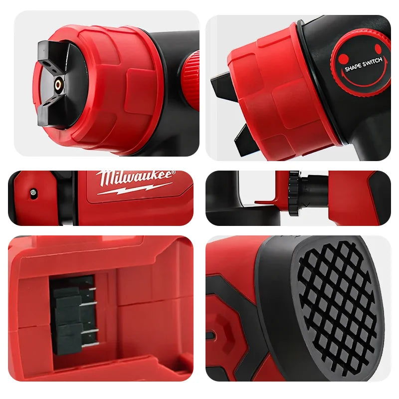 Milwaukee 800ML Electric Spray Gun Cordless Paint Sprayer Auto Furniture Steel Coating Airbrush Compatible Red Electric Spray
