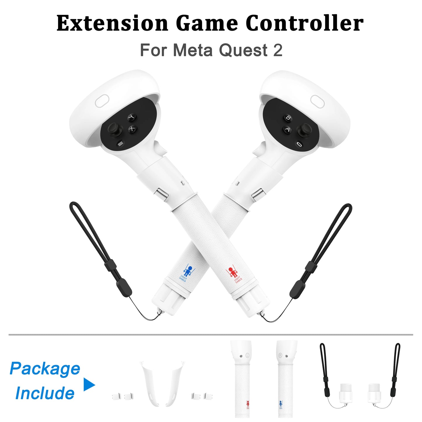 VR Game Handle Accessories Compatible with Oculus Quest 2 Controllers, Dual Handles Extension Grips for Meta Quest 2