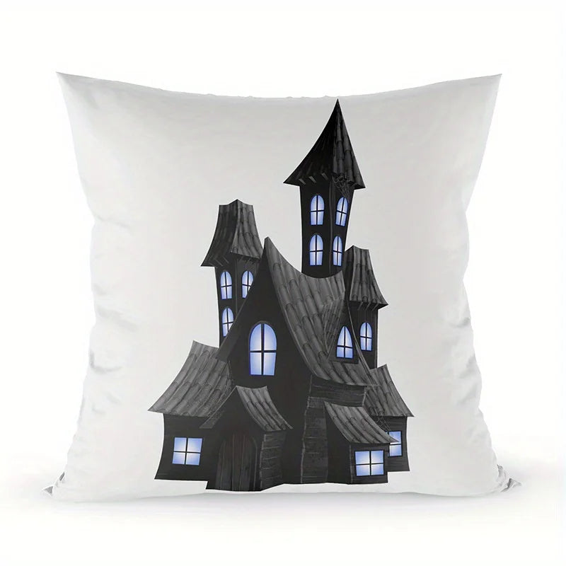 Home Decor Spooky Castle Themed Digital Printed Pillow Covers Pattern Cushion Cover Suitable For Sofa Bedroom Car Pillow Cover