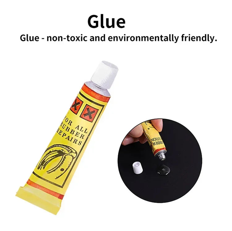 Bicycle Flat Tire Repair Kit Tool Set Portable Tyre Repair Rubber Patch Kit Glue Set Bike Inner Tube Puncture Patch Repair Tool