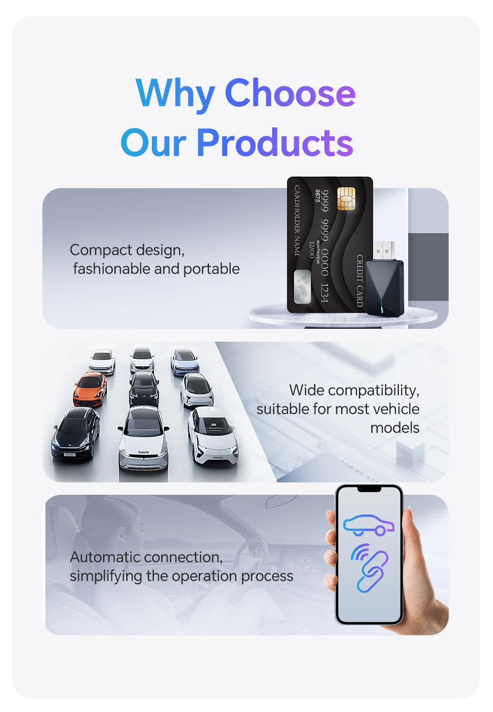Mini Box Wired to Wireless CarPlay and Android Auto 5GHz WiFi5 Transmission Speed Plug and Play Fashionable and Portable