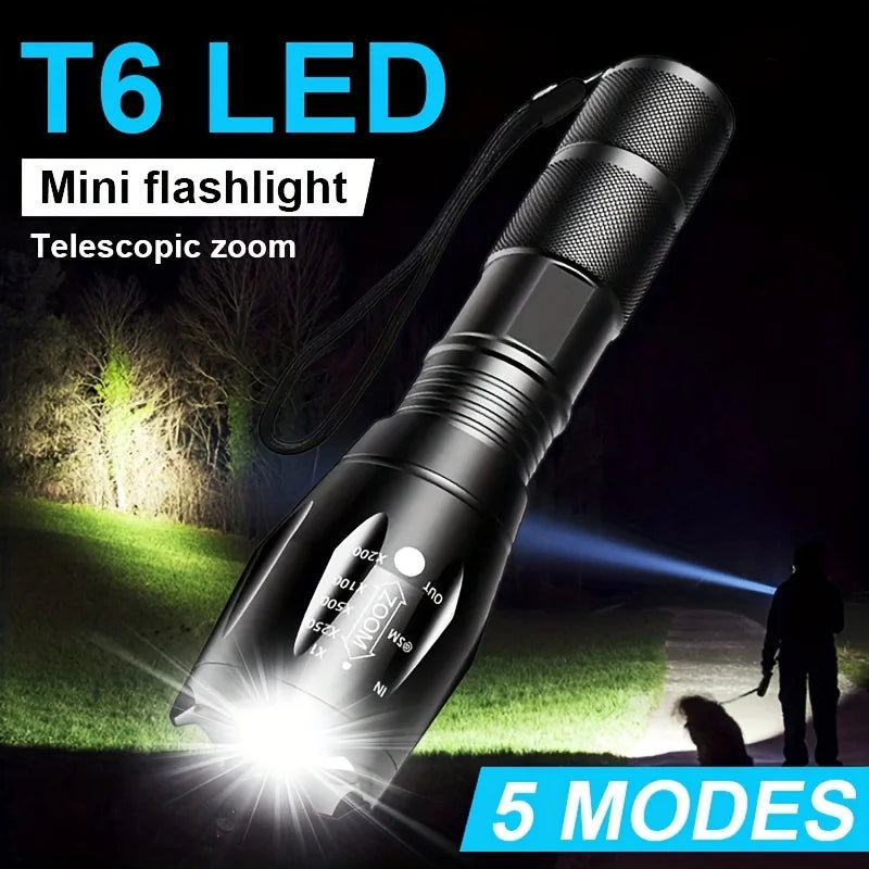 High Power Flashlights LED Strong Tactical Torch Self Defense Aluminum Alloy Waterproof Zoom Outdoor AAA Battery Powered 5 Modes