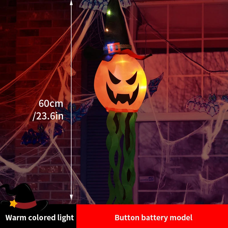Halloween Decoration Scary Ghost Windsock Glow in The Darks Party Gifts Party Hanging Flags Day of The Dead Dia De Muertos