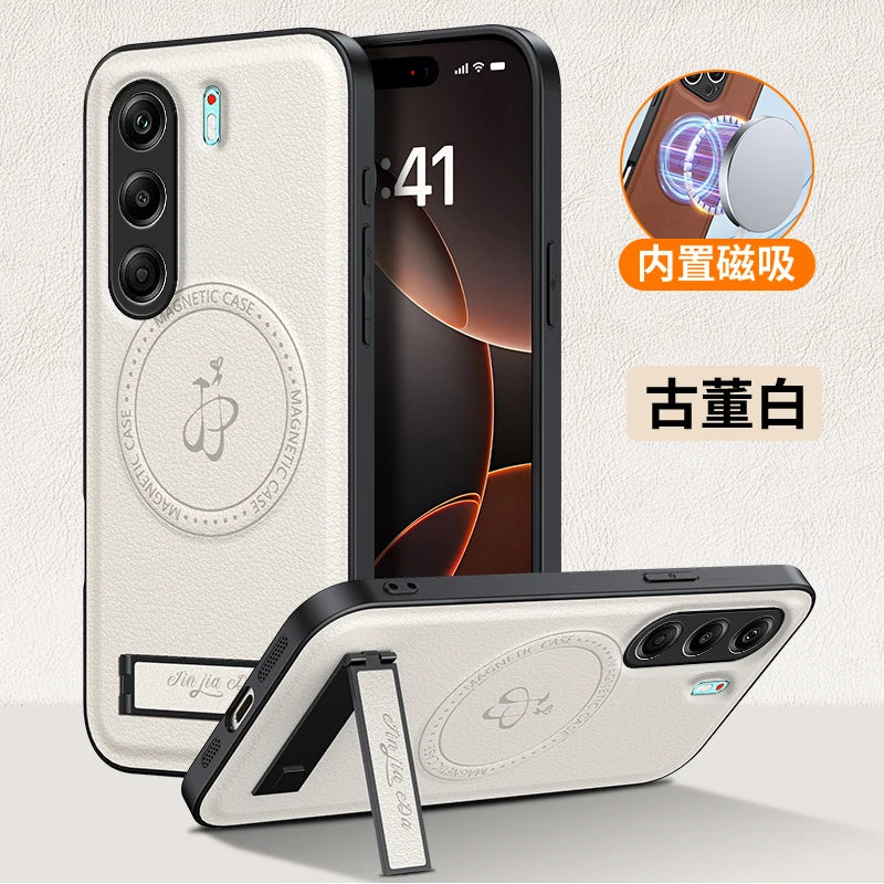 For Tecno Camon 40 Pro 4G 5G Magnetic Wireless Charging Leather Phone Case Shockproof Silicone Lens Protect Cover Cases Bracket