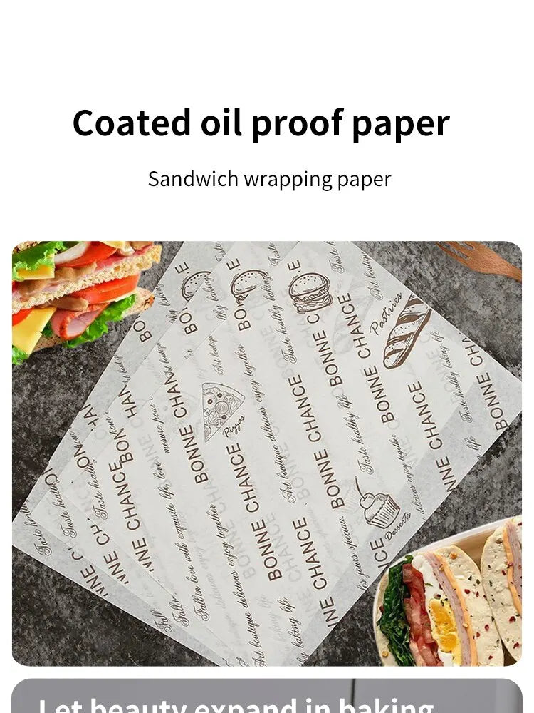 100pcs Oilproof Wax Paper Cake Bread Food Wrapper Disposable Burger Fries Baking Wax Paper Dinner Plate Greaseproof Pad Paper