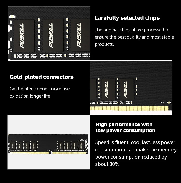 PUSKILL Memoria RAM RGB DDR3 8GBx2 1600MHz 12800S Udimm Dual Channel DIMM Desktop Memory Rams