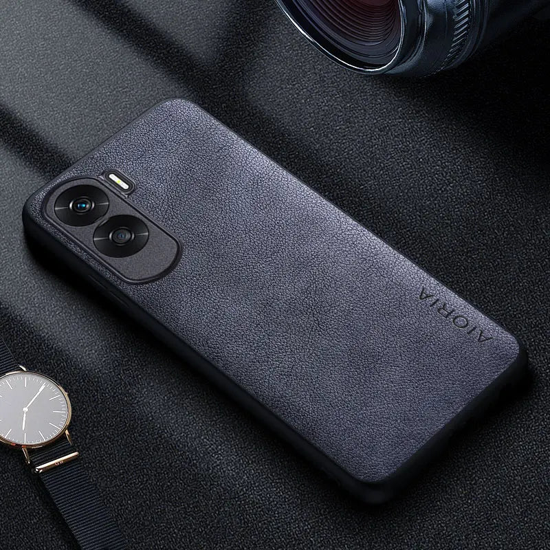 Premium Luxury leather Phone Case for Honor 90 Lite 70 50 20 Pro 10 Retro Business Style Solid color cover funda capa
