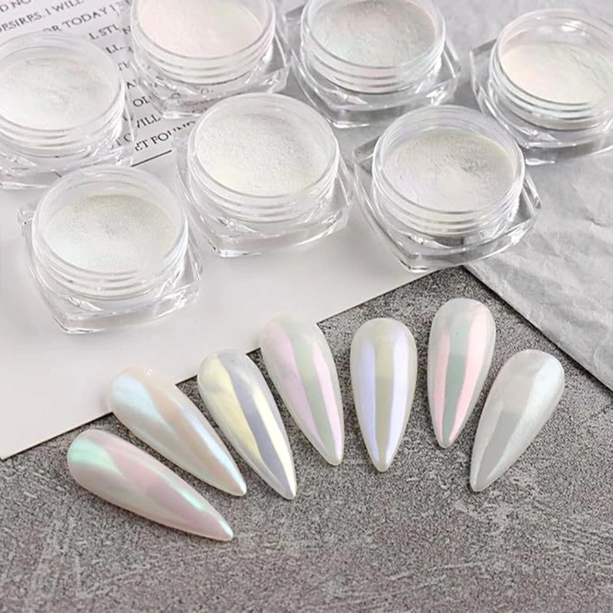 6 Bottles 6 Colors Nail Art Pearl Powder