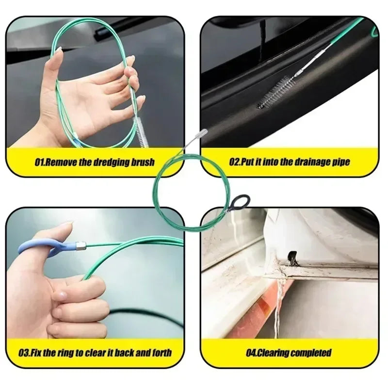 Car Sunroof & Windshield Drain Cleaning Tool - Flexible Pvc Brush For Easy Dredging