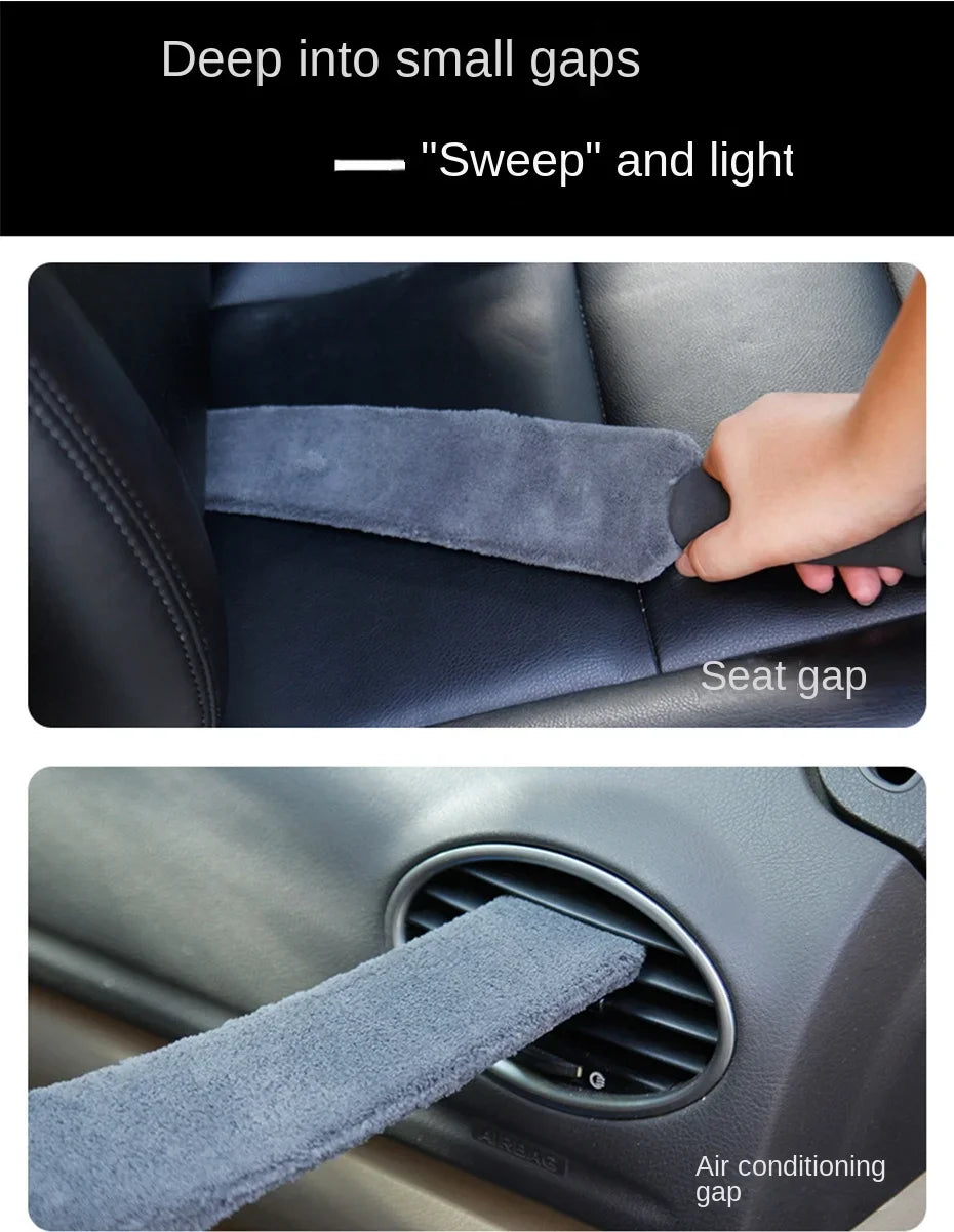 Car Cleaning Duster Microfiber Brush Air Conditioner Vent Cleaner Air Outlet Cleaning Brush Wet/Dry Use for Car Wash Accessories