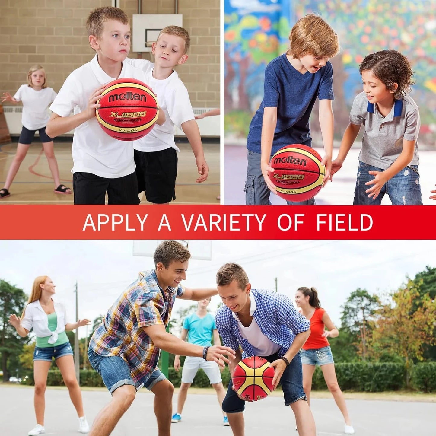 Molten Basketball XJ1000 Size 6, 7 Indoor/Outdoor Training Wear-Resistant PU Leather Basketball