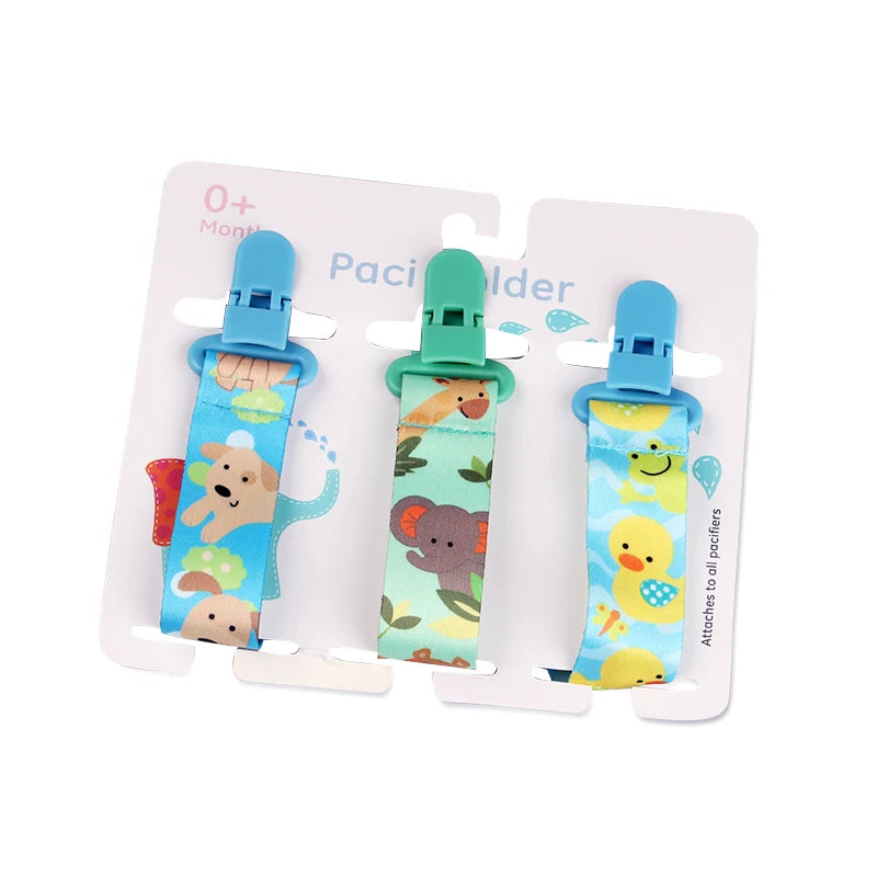 3Pcs/Set Baby Pacifier Clip Pacifier Chain Dummy Clip Nipple Holder for Baby Cartoon Print Child Pacifier Clips Soother Holder