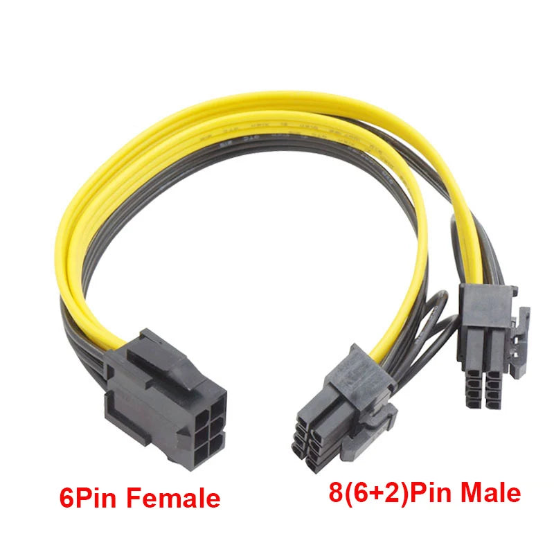 8Pin Male to Dual 6 Pin Female Cable Adapter 20cm Graphics Video Card PCI Express Power Splitter 6Pin Male to Daul 8pin Female