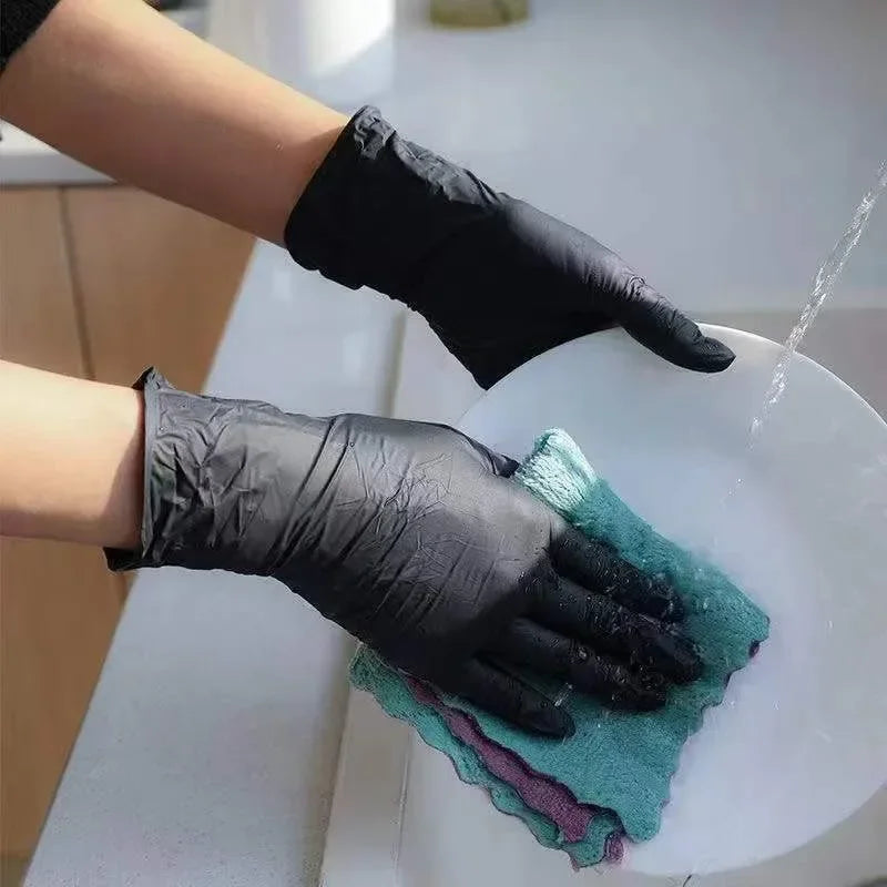 Black Disposable Nitrile Gloves Latex & Powder Free for Tattooing Manicures Salon Cleaning Disposable Apparel
