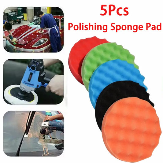 5Pcs Multiple Colors Car Polisher Compound Polishing Sponge Pad 5/ 6/ 7" Auto Beauty Polishing Tool Kit For Wash & Maintenance