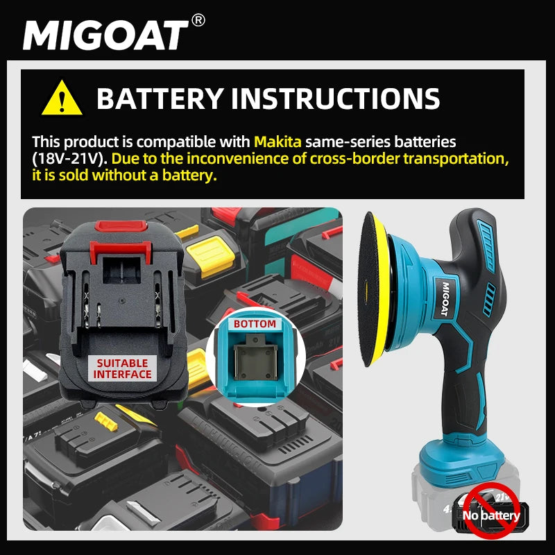 Wireless Mini Polisher   for Car Repair, Waxing, Detailing & Auto Detailing  for Makita 18V-20V-21V Batterry