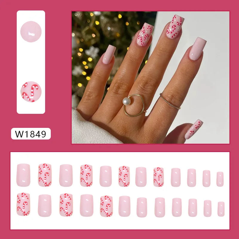 Bean Paste Cat Eyes Press on Nails Pink Gradient Fake Nails Glossy Artificial Finger Manicure Reusable False Nails for Women