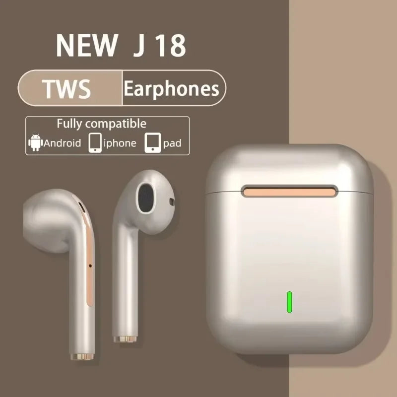 J18 wireless earphones, Bluetooth earphones, 9D noise cancelling gaming earphones with microphone, outdoor sports earphones
