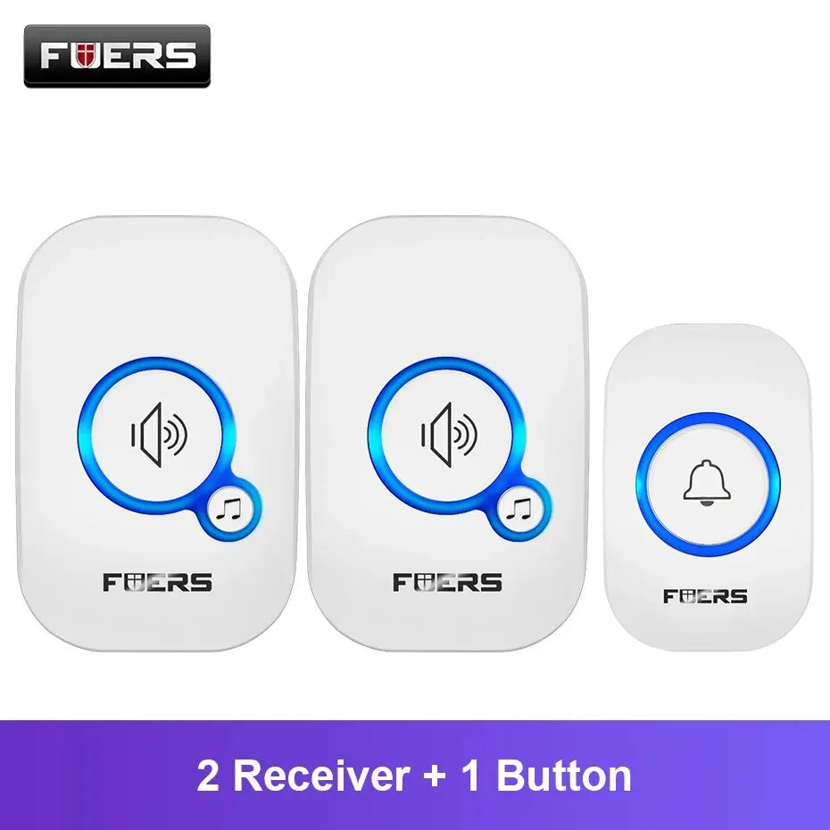 Fuers Wireless Doorbell Waterproof Door Chime Kit Welcome Chime Home Door Bell Intelligent 32 Songs Melodies Sound And LED