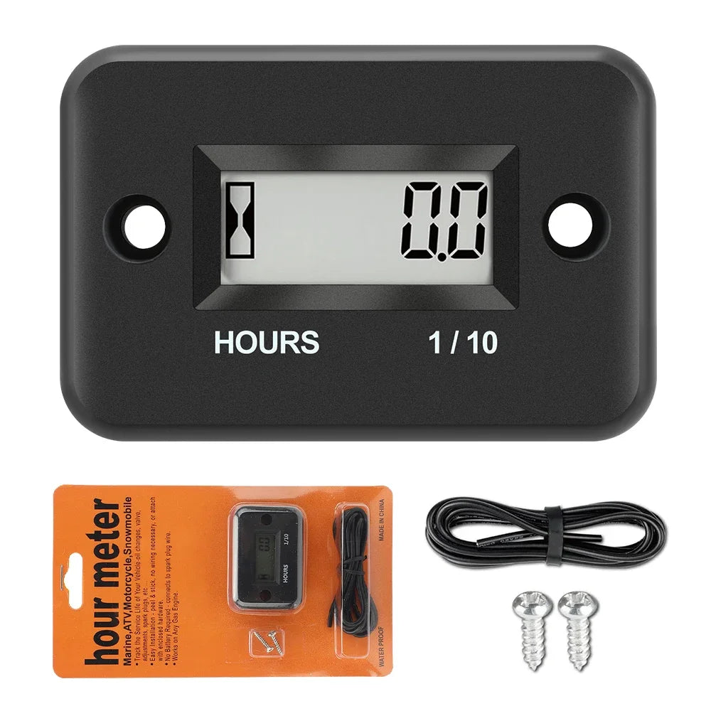 Portable Digital Inductive Tach Hour Meter Gauge for Car Boat ATV Motorcycle Instruments Snowmobile Gasoline Ski Dirt Gas Engine