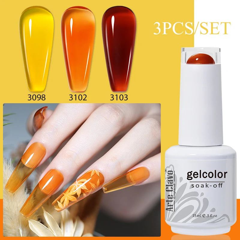 3PCS/Set Arte Clavo Gel Nail Polish Kit 15ml Nail Art UV LED Gel Set For Manicure Long Lasting Gel Polish Set Soak off Varnishes
