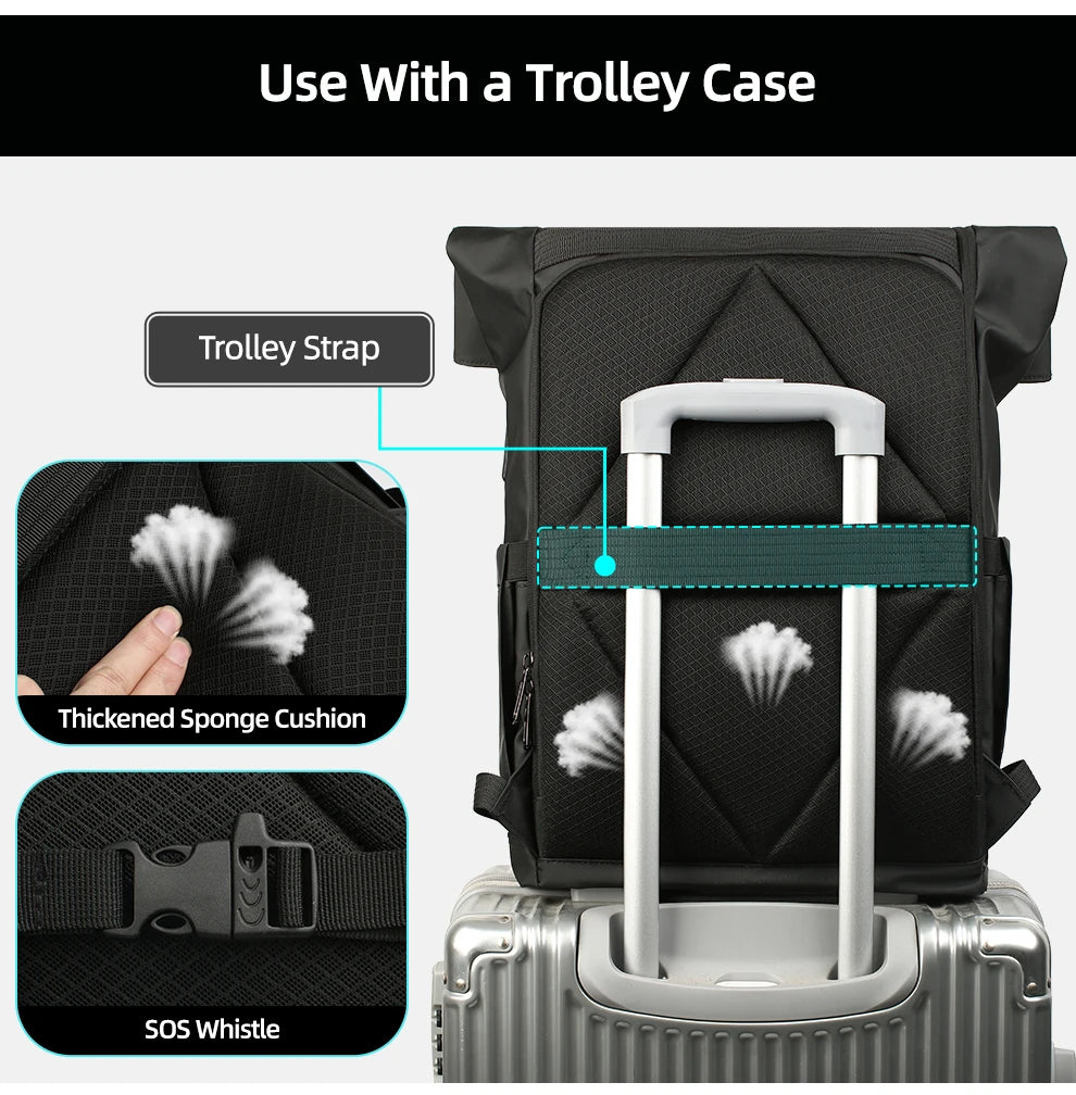 Heroic Knight Travel Men Backpack Multifunction Expandable Laptop Bag USB Port Outdoor Waterproof Hiking Pack For Male Anti-thef