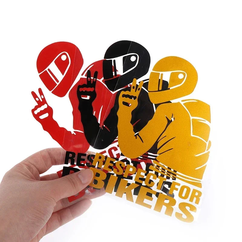 Respect for Bikers Car for Bikers Personality Laser Reflective Sticker Motorcycle Rider Electric Friends Creative Tools Amagi