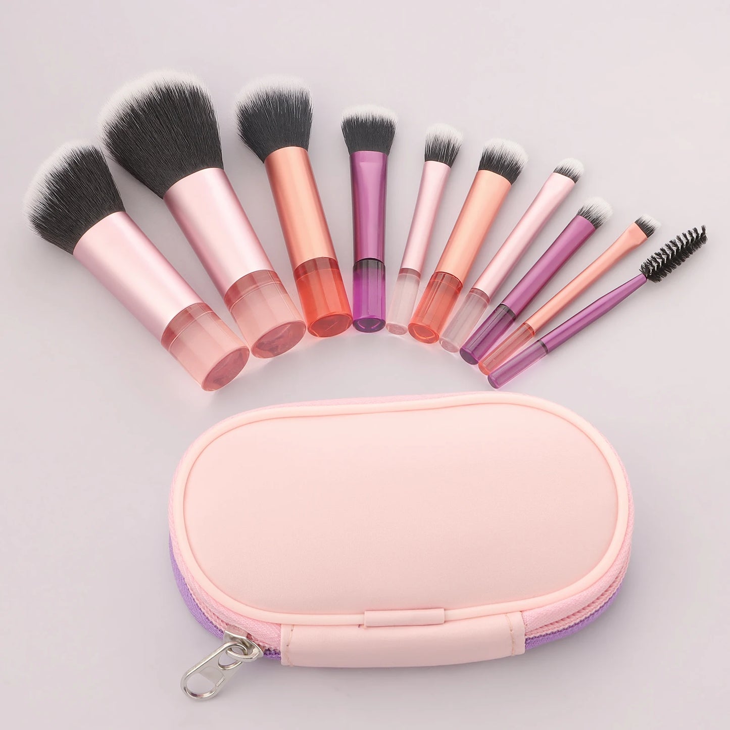 10pcs Makeup Brush Sets,Plastic mini with bag multifunctional Makeup Brush at home or On-the-Go Brush Professional Makeup tool